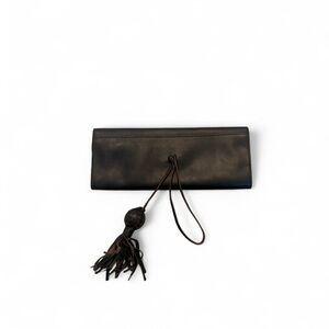 Banana Republic Black Leather Tassel Clutch